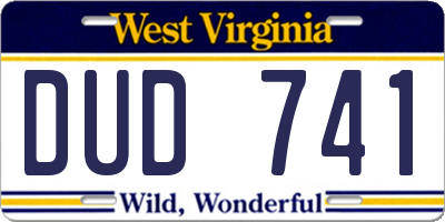 WV license plate DUD741