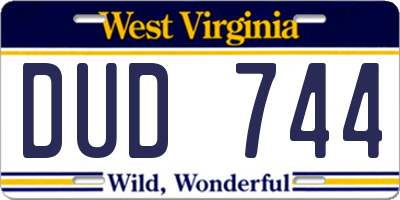 WV license plate DUD744