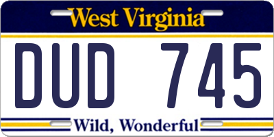 WV license plate DUD745