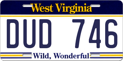 WV license plate DUD746