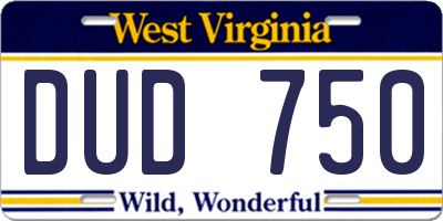 WV license plate DUD750