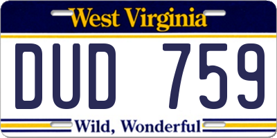 WV license plate DUD759