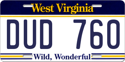 WV license plate DUD760