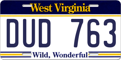 WV license plate DUD763