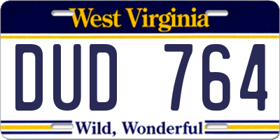WV license plate DUD764