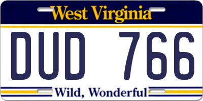WV license plate DUD766