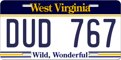 WV license plate DUD767
