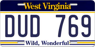 WV license plate DUD769