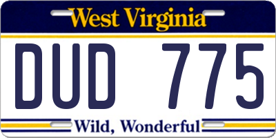 WV license plate DUD775