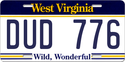 WV license plate DUD776