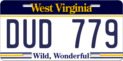 WV license plate DUD779