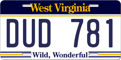 WV license plate DUD781