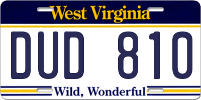 WV license plate DUD810