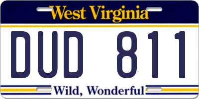 WV license plate DUD811
