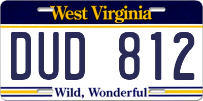 WV license plate DUD812