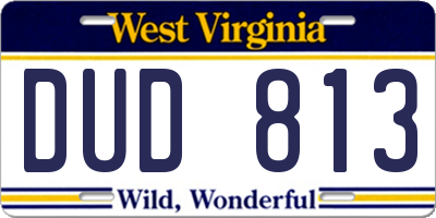 WV license plate DUD813