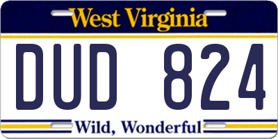 WV license plate DUD824