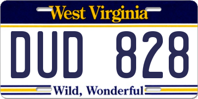 WV license plate DUD828