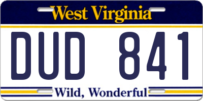 WV license plate DUD841