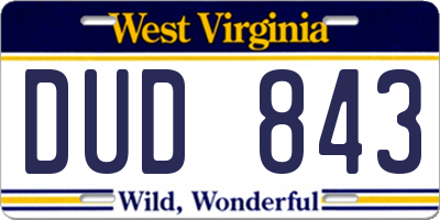 WV license plate DUD843
