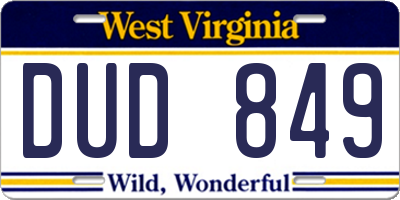 WV license plate DUD849
