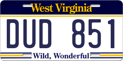 WV license plate DUD851