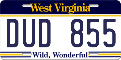 WV license plate DUD855