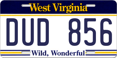 WV license plate DUD856