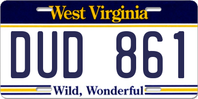 WV license plate DUD861