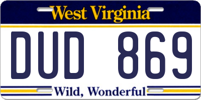 WV license plate DUD869