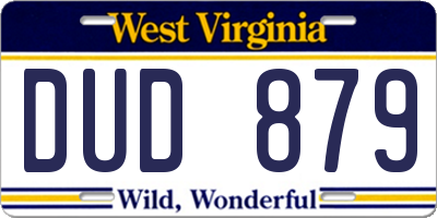 WV license plate DUD879