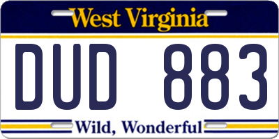 WV license plate DUD883
