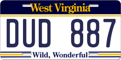 WV license plate DUD887