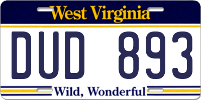 WV license plate DUD893