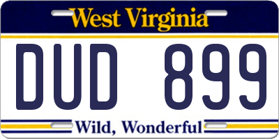 WV license plate DUD899