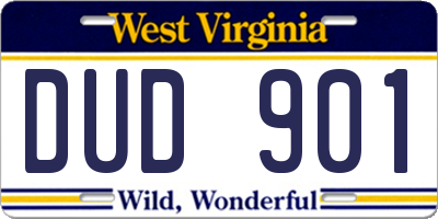 WV license plate DUD901