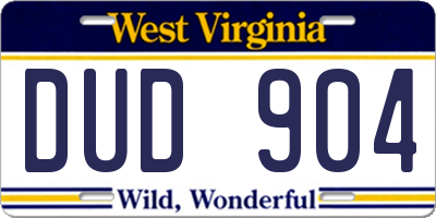 WV license plate DUD904