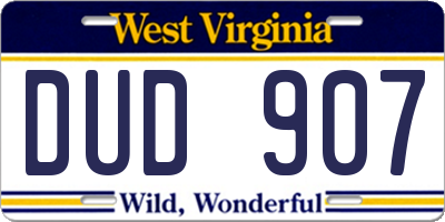 WV license plate DUD907