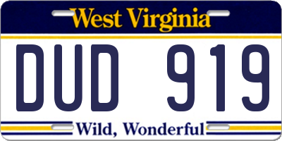 WV license plate DUD919