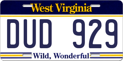 WV license plate DUD929