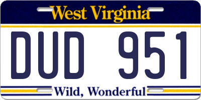 WV license plate DUD951