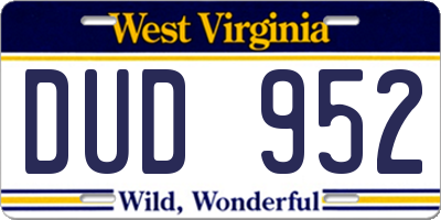 WV license plate DUD952