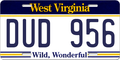 WV license plate DUD956