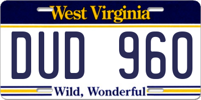 WV license plate DUD960