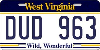 WV license plate DUD963
