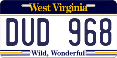 WV license plate DUD968