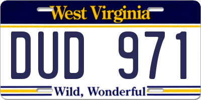WV license plate DUD971