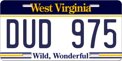WV license plate DUD975