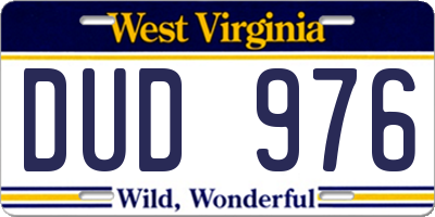 WV license plate DUD976
