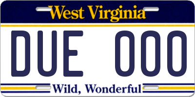 WV license plate DUE000